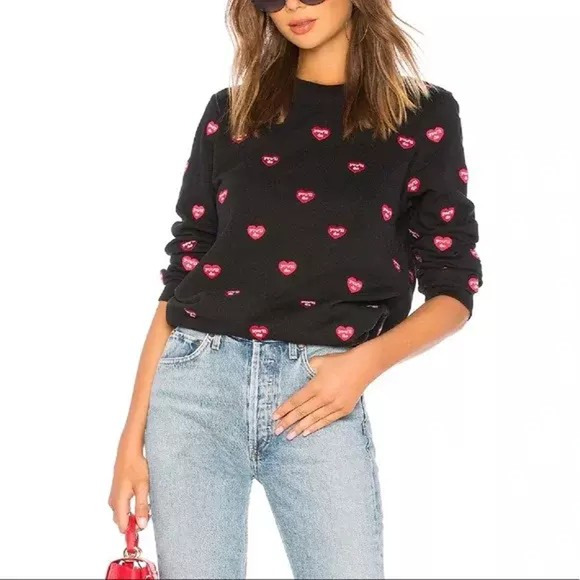 Zoe Karssen Tops - Zoe Karssen You'll Do Heart Sweatshirt in Moonless Night Black Size S NWT $155